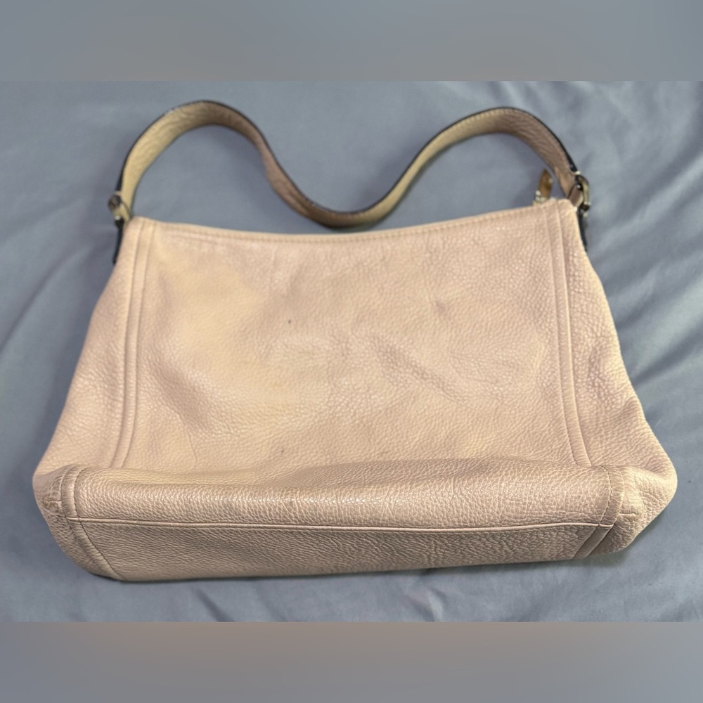 Kate Spade New York Beige Leather Pink Lined Zip Shoulder Tote Purse 15x11x4 - Picture 3 of 12